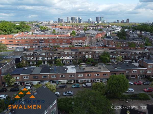 Luchtfoto van daken in woonwijk Swalmen